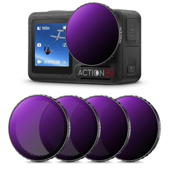 K&F Concept 4 Pack Push-in Fit ND/PL Filter Kit for DJI Osmo Action 3/4/5 Pro